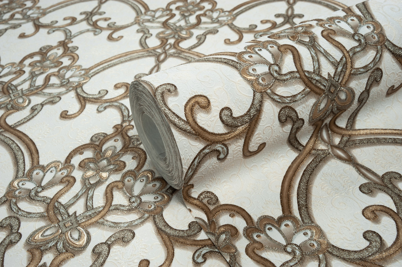 Шпалери орнамент, Золоті шпалери вінілові Vinil LS Андреас VIP 4-1234 (1,06 х10,05м), фото 1