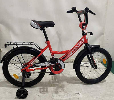 Велосипед для дівчинки та хлопчика з багажником надувними колесами 18" ручним гальмом та дзвіночком CORSO 18040