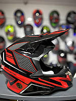 Кроссовый шлем красно черный размеры М L XL