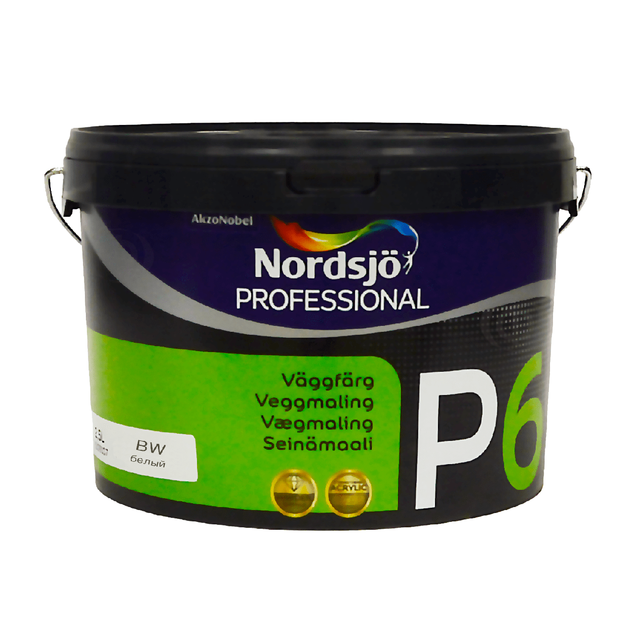 Акрилова фарба Sadolin Professional P6 для стін та стелі, біла, BW, 2,5 л