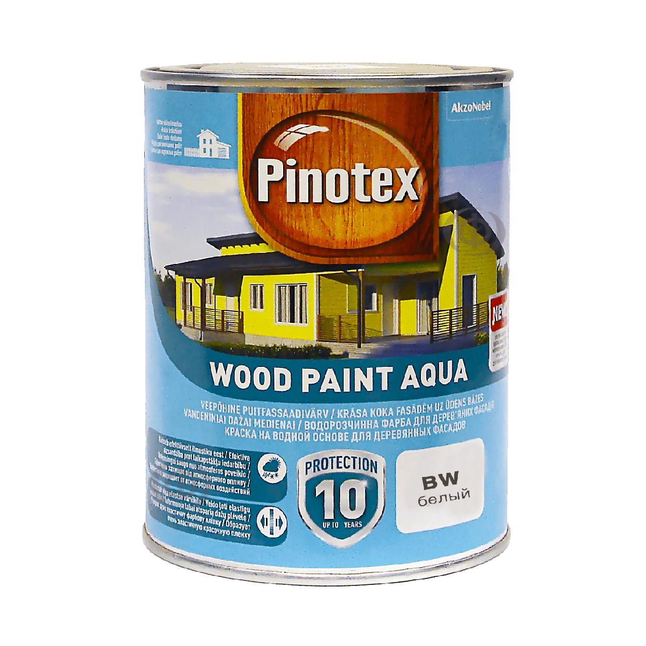 Фарба для дерева Pinotex Wood Paint Aqua атмосферостійка, біла, BW, 1 л