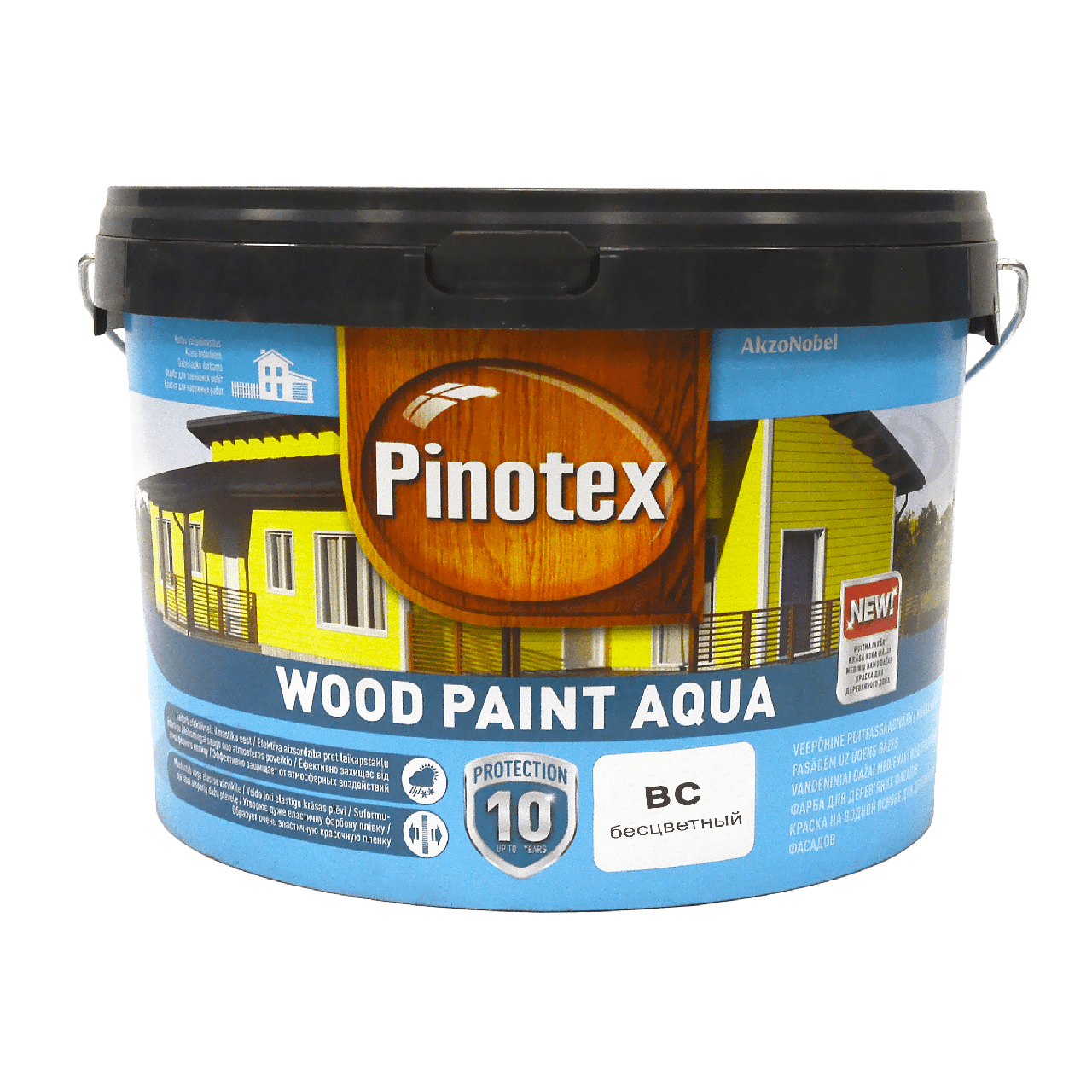 Фарба для дерева Pinotex Wood Paint Aqua атмосферостійка, безбарвна, BC, 2,33 л, фото 1