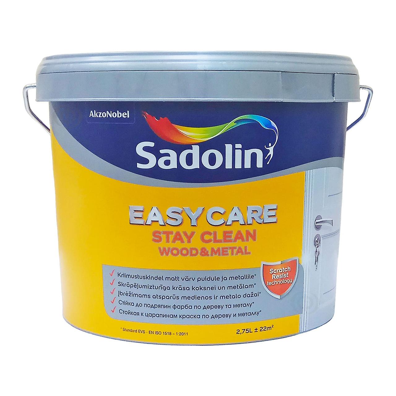 Алкідна фарба Sadolin EasyCare Wood&Metal для дерева та металу, напівматова, біла, BW, 2,75 л