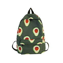 Рюкзак молодіжний чоловічий для підлітка стильний міський Lequeen з принтом авокадо кольору хакі