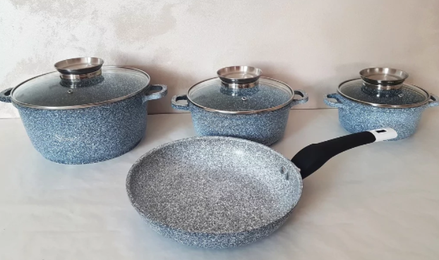 Набір казанів (кастрюль) UNIQUE UN - 5521 + сковорода (16см, 20см, 24см, круглі, 24см), фото 1