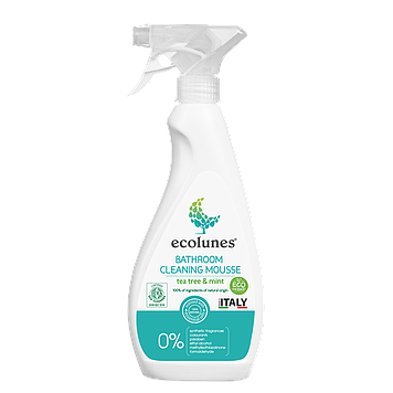 Гіпоалергенний органічний засіб для очищення поверхонь у ванній кімнаті  із запахом чайного дерева та м'яти, Ecolunes, 500 мл