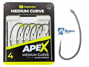 Гачок карповый RidgeMonkey Ape-X Medium Curve з бородкой size 4