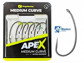 Гачок карповый RidgeMonkey Ape-X Medium Curve з бородкой size 8
