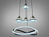 Современная подвесная светодиодная люстра в комнату, 80W на 12кв.м 2773-4WH+CH-LS