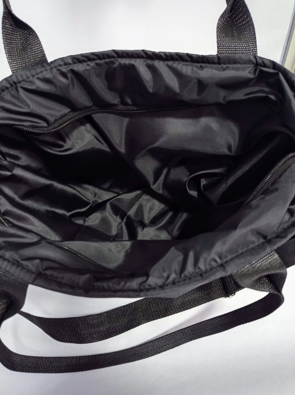 Стильная женская сумка стёганая болоньевая 45*31см чёрная (200-609) - фото 6 - id-p1565679247