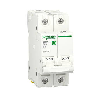 Автоматичний вимикач RESI9 Schneider Electric 40 А, 2P, крива С, 6 кА