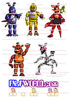 Вафельна картинка №5 Фнафворлд Аніматроніки корж наклейка на торт їстівна харчовий друк