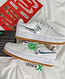 Кросівки жіночі Nike x Travis Scott Air Force білі шкіра демісезонні повсякденні найк аїр форс низькі, фото 4
