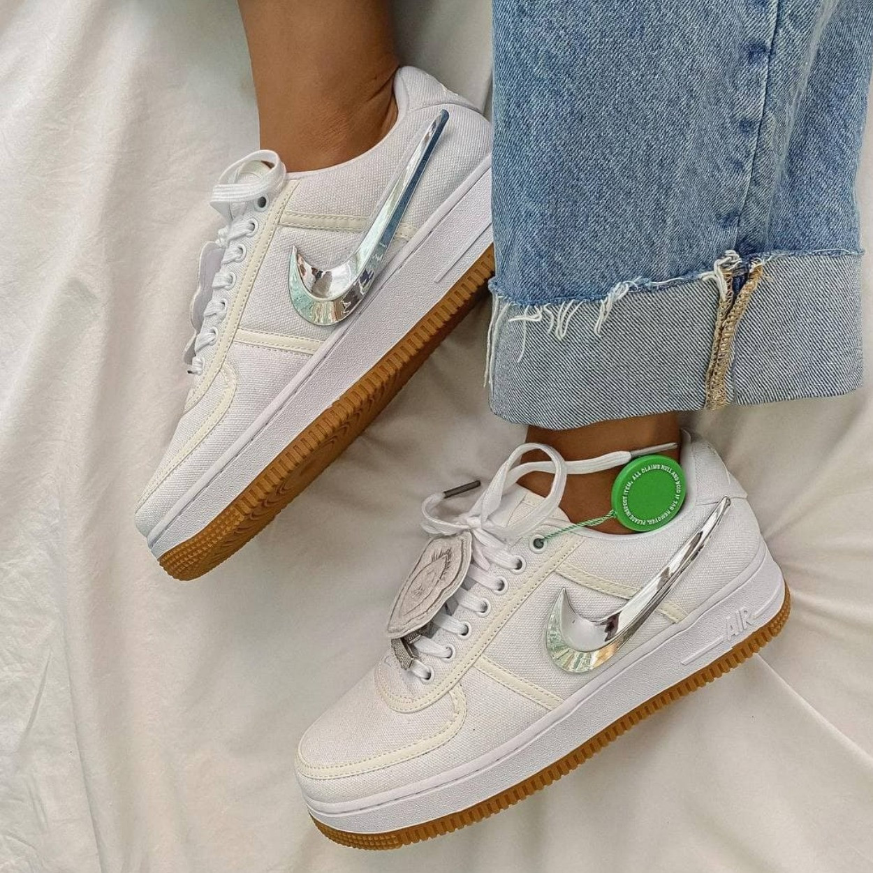 Кросівки жіночі Nike x Travis Scott Air Force білі шкіра демісезонні повсякденні найк аїр форс низькі