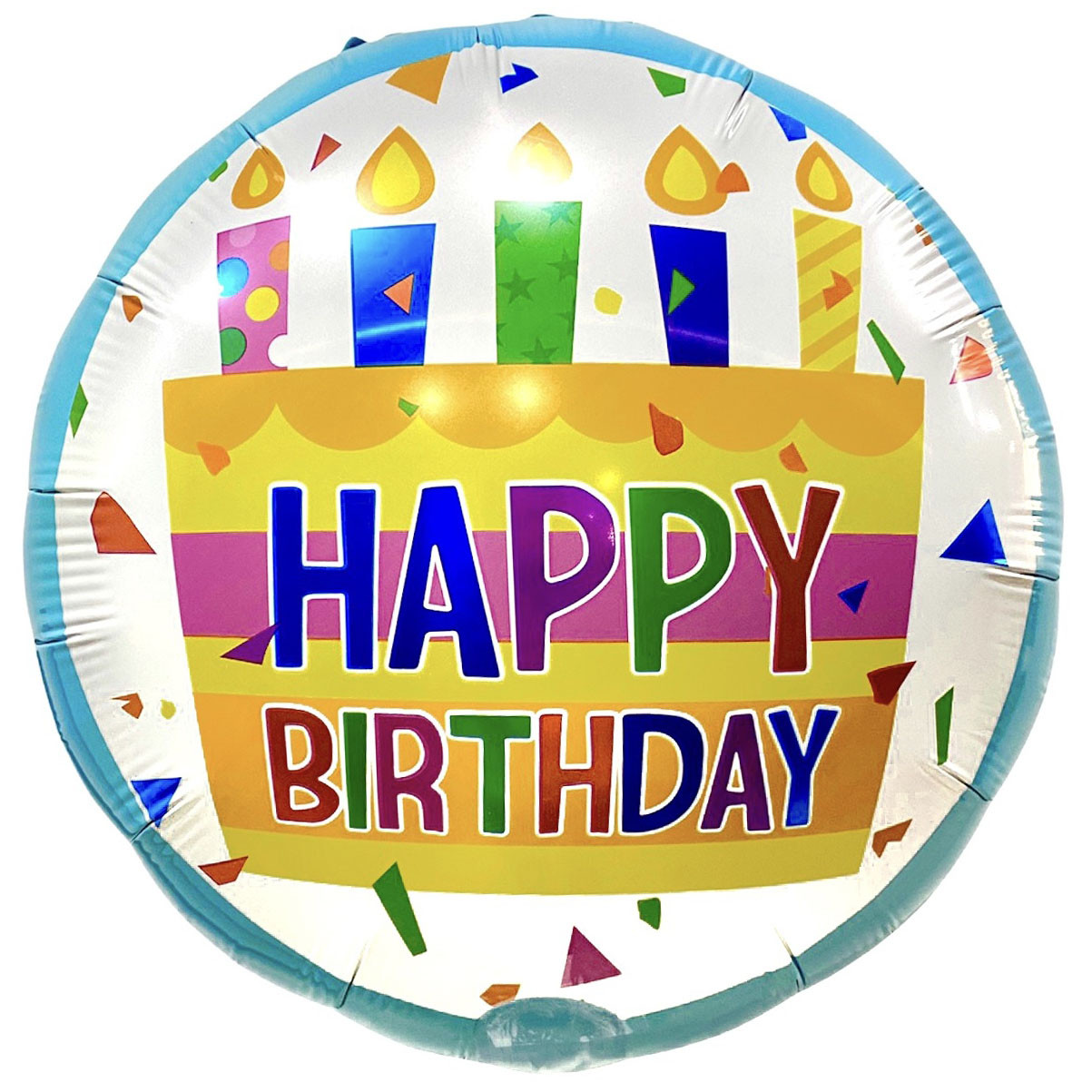 Фольгована куля 18’ Pinan на День народження, коло, Happy Birthday, торт, 44 см