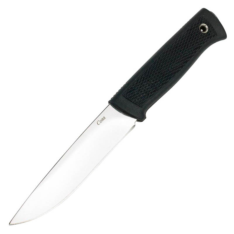Нож фиксированный Кизляр Сова (длина: 240мм, лезвие: 120мм), черный, ножны пластик - фото 1 - id-p1565708490
