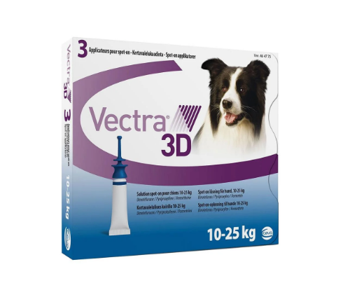 Вектра 3D - краплі для собак 10 - 25 кг, 3 шт х 3,6 мл Лікування від бліх, клей, волосоїдів