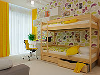 Ліжко двоярусне в дитячу кімнату з дерева Твікс (бук) 80*190 Неомеблі