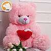 Плюшевий ведмедик Томмі із серцем, 70 см, рожевий, фото 2