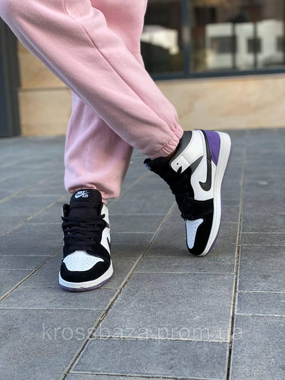 Купить Женские кроссовки черно-фиолетовые Jordan 1 Mid SE Purple ...