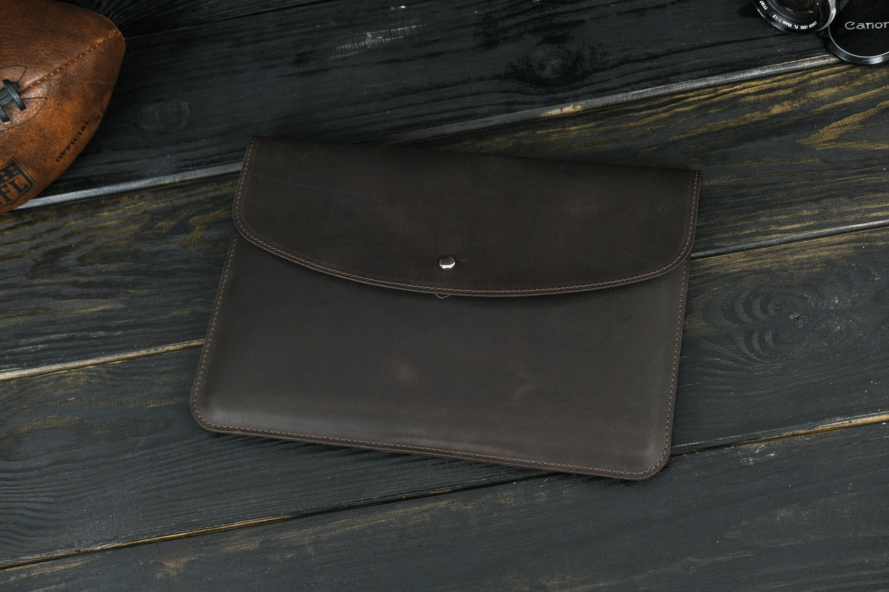 Чохол для MacBook Дизайн №35 з натуральної шкіри колір Шоколад