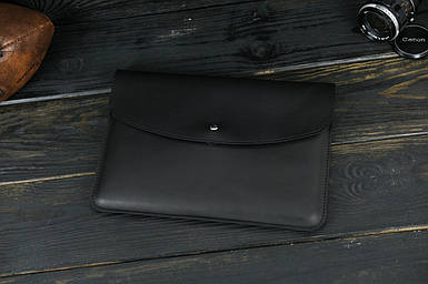 Шкіряний чохол для MacBook Дизайн №35, натуральна шкіра італійський Краст, колір Чорний