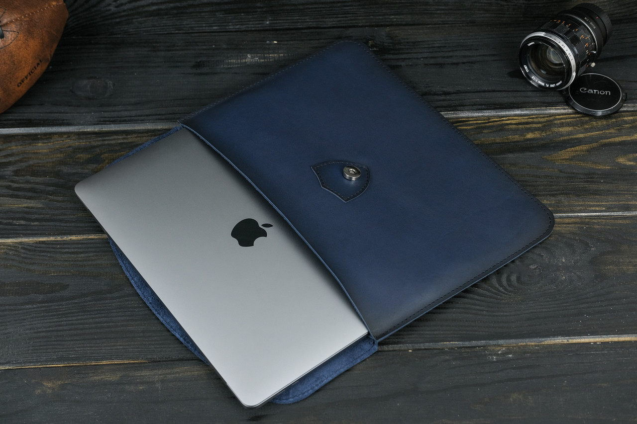 Шкіряний чохол для MacBook Air 13" (2018-2021) Дизайн №35, шкіра італійський Краст, колір Синій