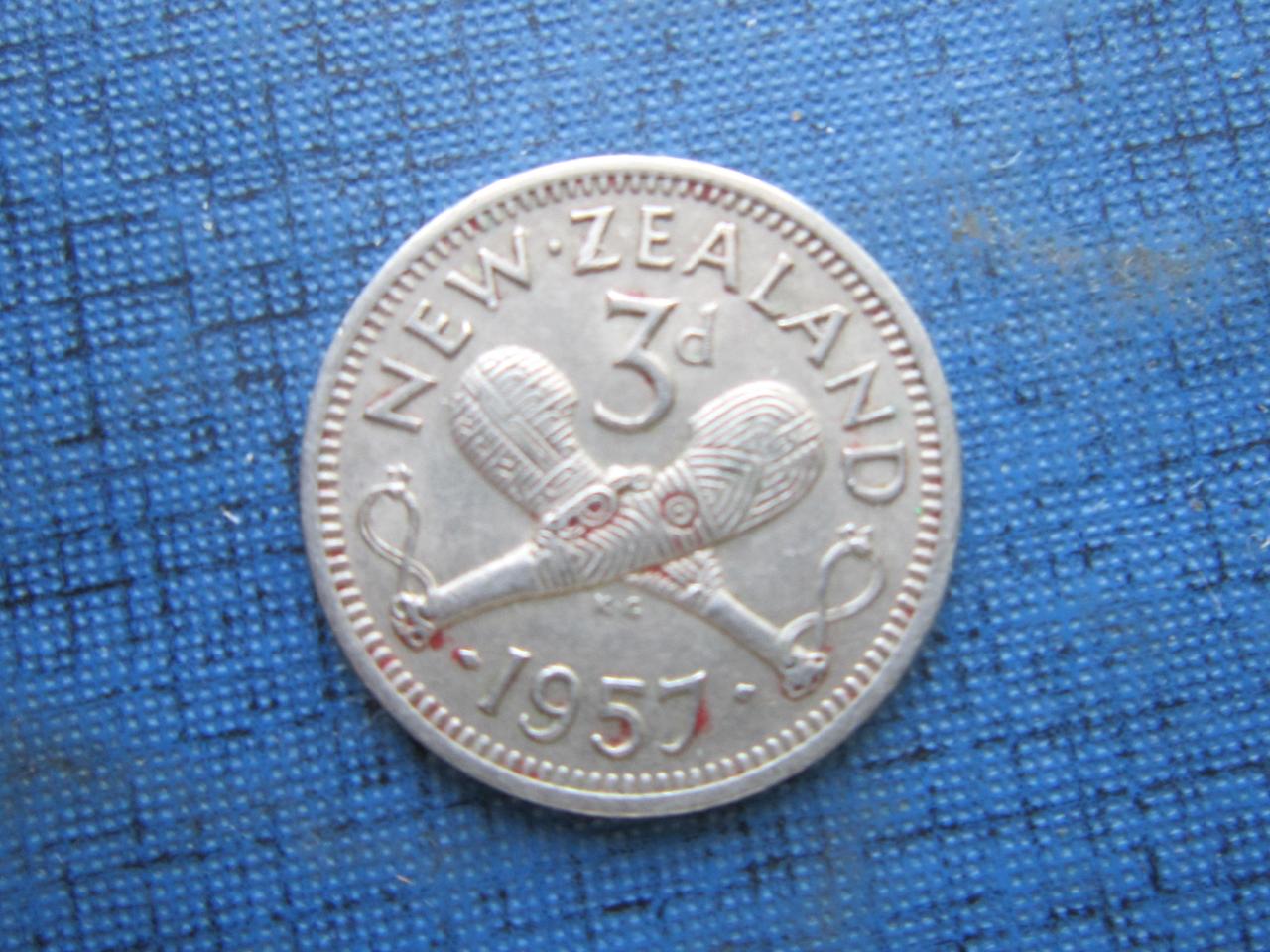 Монета 3 пенса Новая Зеландия 1957 1960 два года цена за 1 монету - фото 1 - id-p385928483
