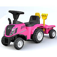Каталка-толокар трактор Bambi 658T с прицепом (музыка, свет) Розовый