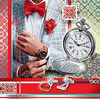 Подарочные пакеты Часы на красном размер 16х16 см