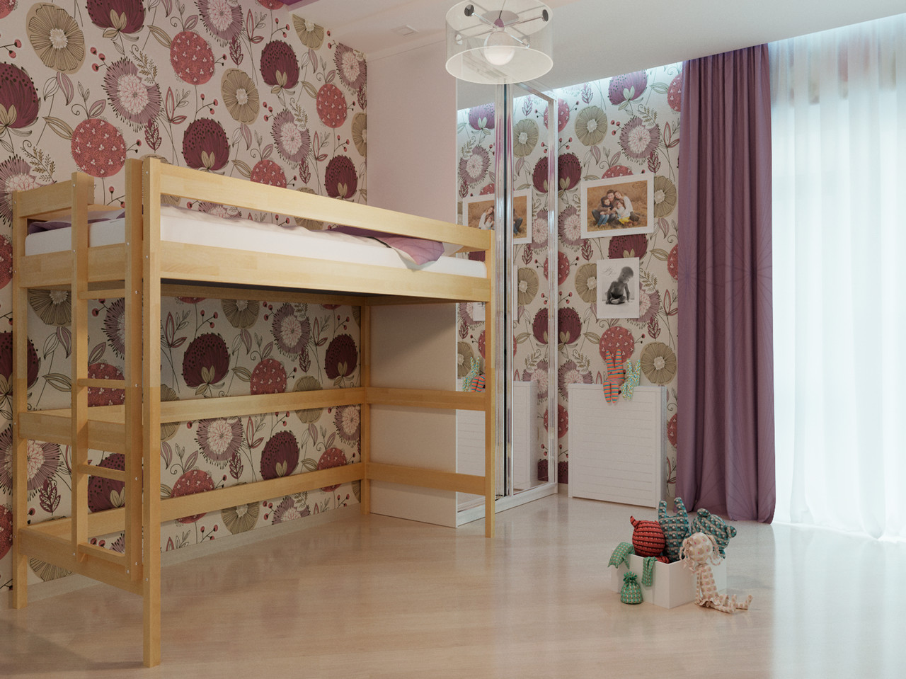 Ліжко двоярусне в дитячу кімнату з дерева Горище 90*190 (Бук) Неомеблі - фото 2 - id-p4138708