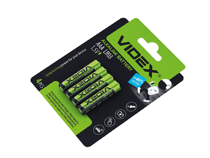 Батарейка лужна Videx LR03/AAA Blister Card (4 шт)