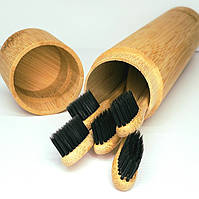 Бамбуковий футляр і 5 Бамбукових щіток із вугільною щетиною, Еко Бамбукова м'яка щітка