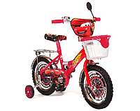 Детский двухколесный велосипед 16 дюймов Mustang Тачки с корзинкой красный