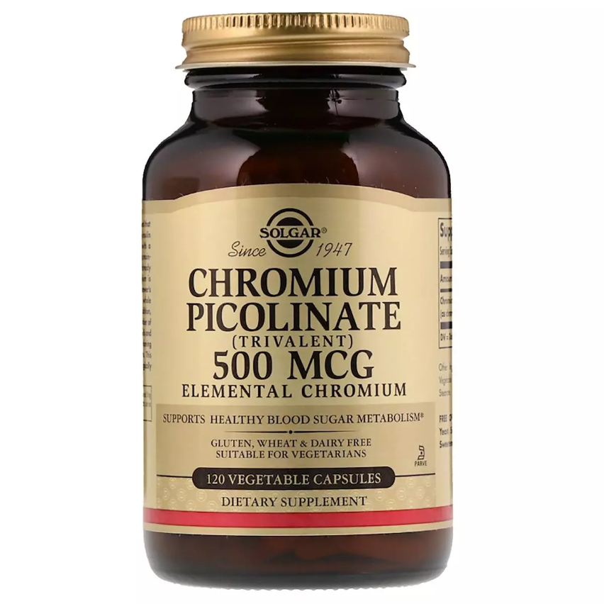 Хром Піколінат, Chromium Picolinate, Solgar, 500 мкг, 120 капсул