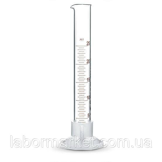 Циліндр мірний 25 мл на пластиковій основі, з носиком, фото 1