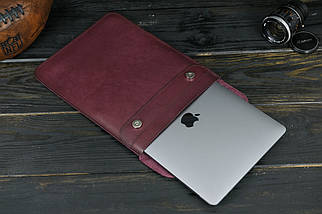 Шкіряний чохол для MacBook Air 13" (2018-2021) Дизайн №38, натуральна шкіра італійський Краст, колір Бордо, фото 3