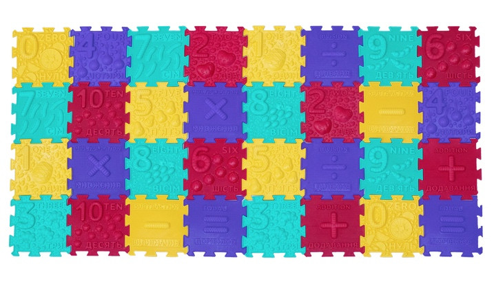 Ортопедичний масажний килимок пазли Математика Ortek (Орктек) 10121 (32 елементи)