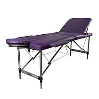 Масажний стіл 3-секційний, металевий, фіолетовий, Ridni