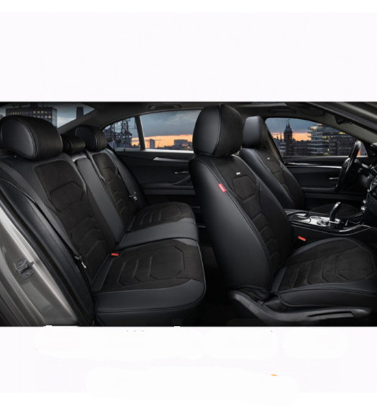 Авточехлы накидки для сидений 5D Алькантара Экокожа Elegant VERONA комплект Черные (700 146)