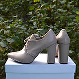 Шкіряні туфлі зі шнурівкою на високих підборах, фото 3