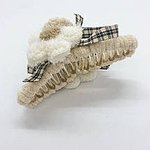 Шпилька для волосся Хутряний Квітка Бежевий, фото 2