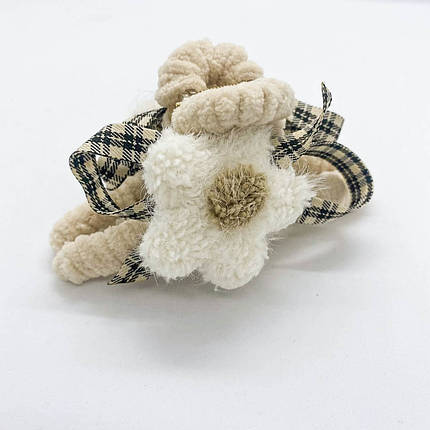 Шпилька для волосся Хутряний Квітка Бежевий, фото 1