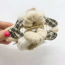 Шпилька для волосся Хутряний Квітка Бежевий, фото 5