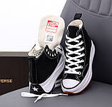 Жіночі кеди Converse Run Star Hike High Top Black White, чорно-білі кросівки конверс ран стар хайк чорні, фото 3