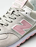 Жіночі кросівки  New Balance 574 весна осінь демісезонні сірі з пудровим. Живе фото. топ, фото 9