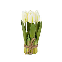 Букет штучних тюльпанів 19 см білі (7 шт.) тканинні