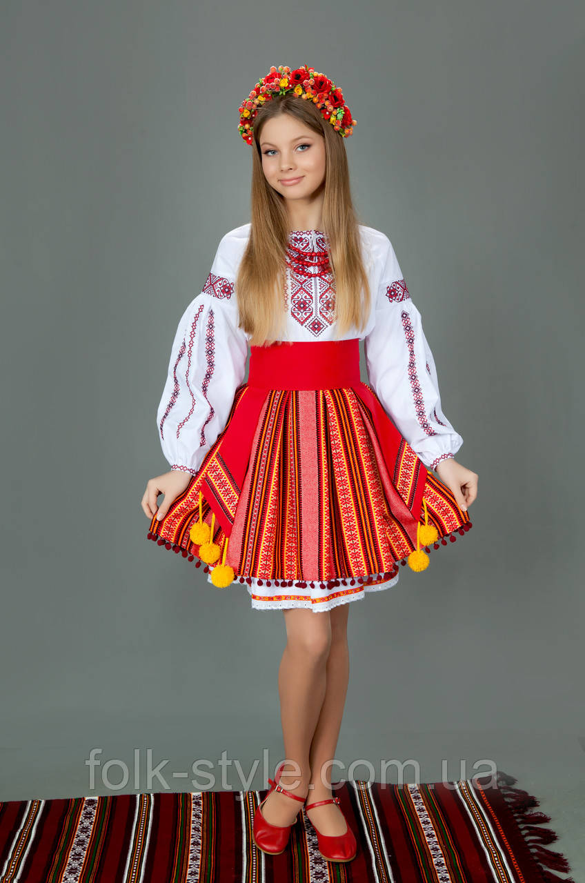 Украинский Костюм для Девочки с Яркой Юбкой и Поясом с Балабонами № 226 ...