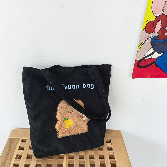 Сумка-шопер Ведмедик Вельвет Чорний