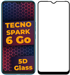 5D скло Tecno Spark 6 Go (Захисне Full Glue) Black (Техно Спарк 6 Го)